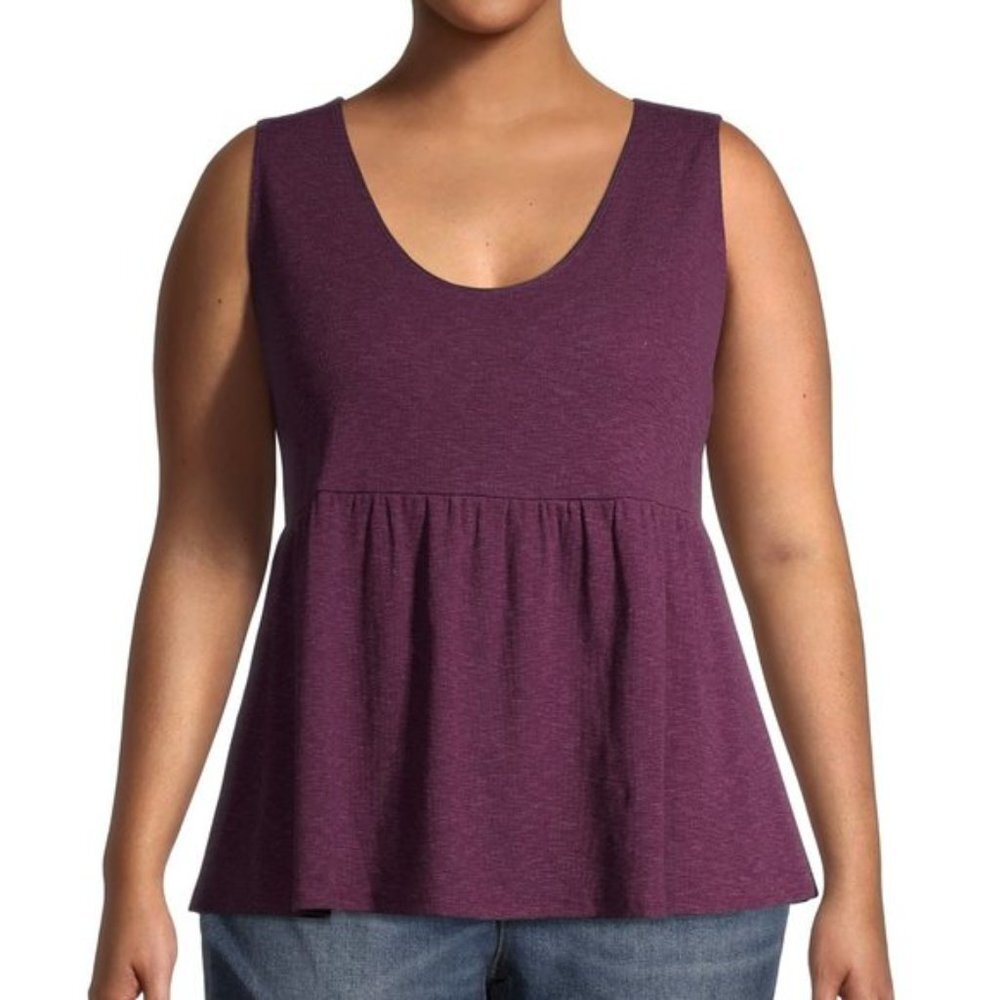 Terra & Sky Women's Plus Size Knit Peplum Tank 0X